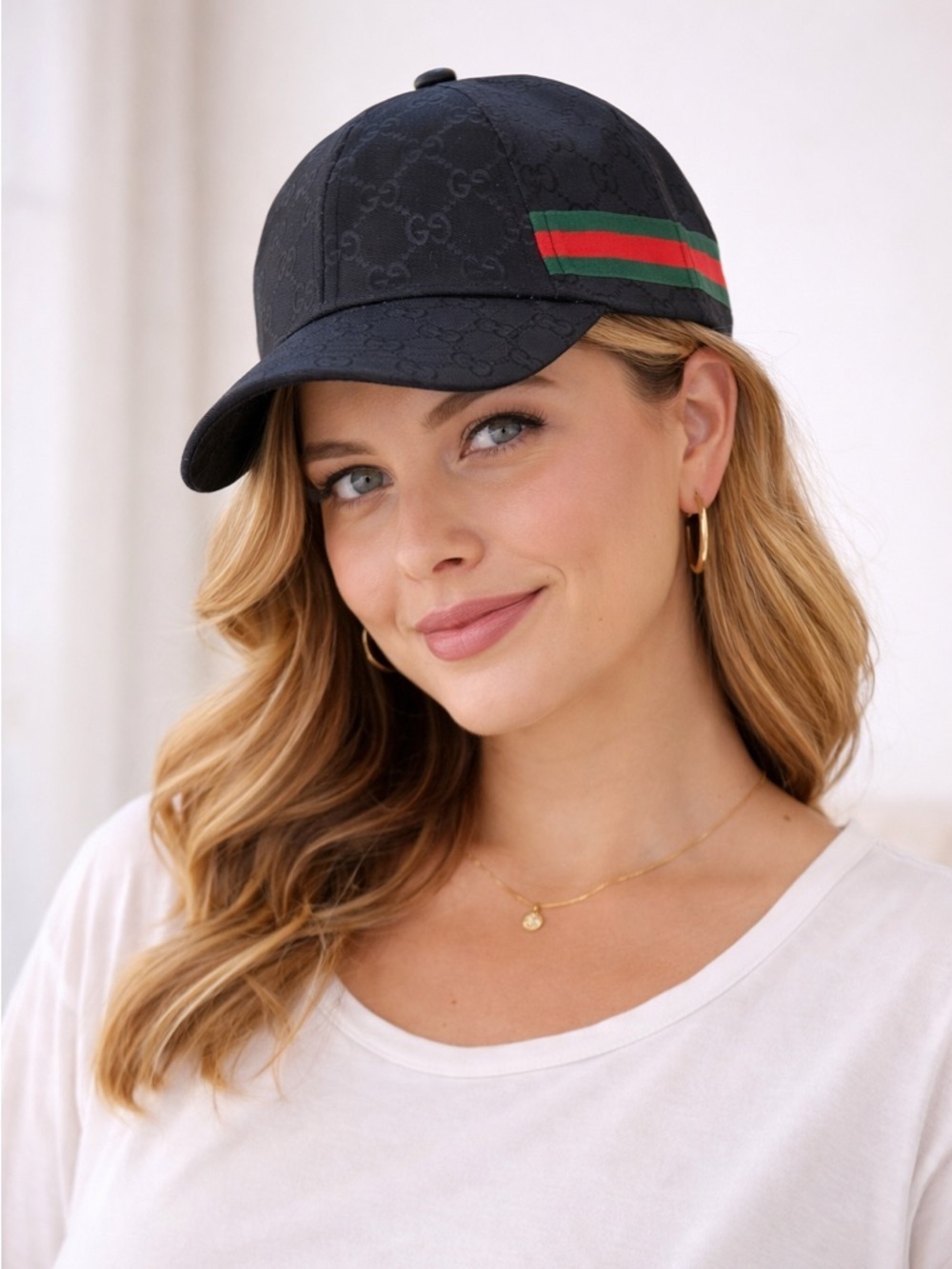 Gucci Black Logo Pattern Ball Cap Hat